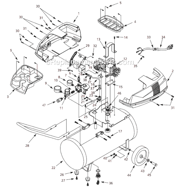 Page A Diagram and Parts List for FP220600 2003 Campbell Hausfeld Compressor